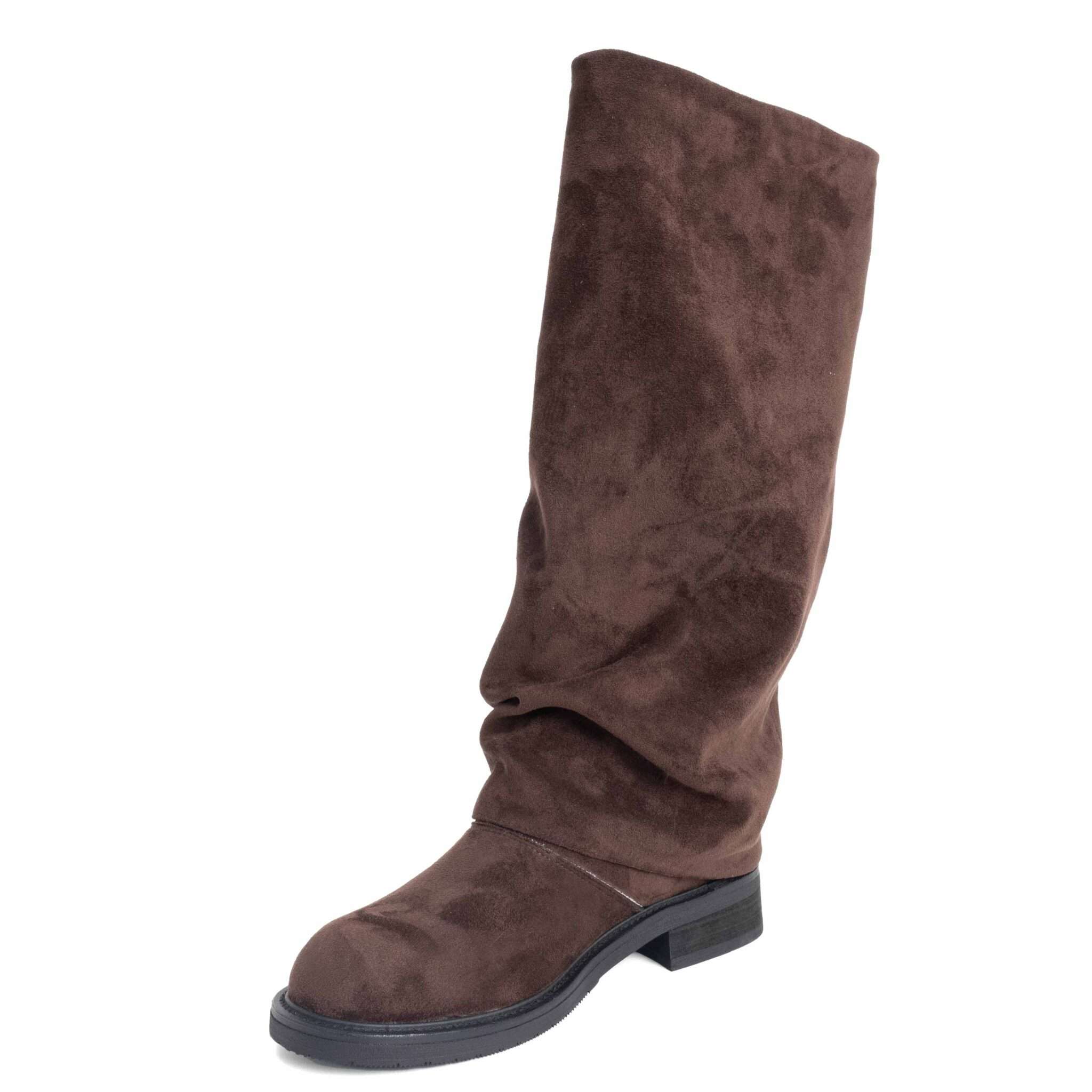 Classic knee high boots for women with coffee microfiber