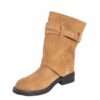 NEW Women work boots with Khaki Cow suede