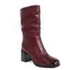 Classic heeled knee high boots for women with red PU leather