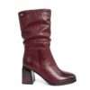 Classic heeled knee high boots for women with red PU leather