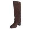 Classic heeled knee high boots for women with brown microfiber