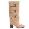 Classic heeled knee high boots for women with microfiber