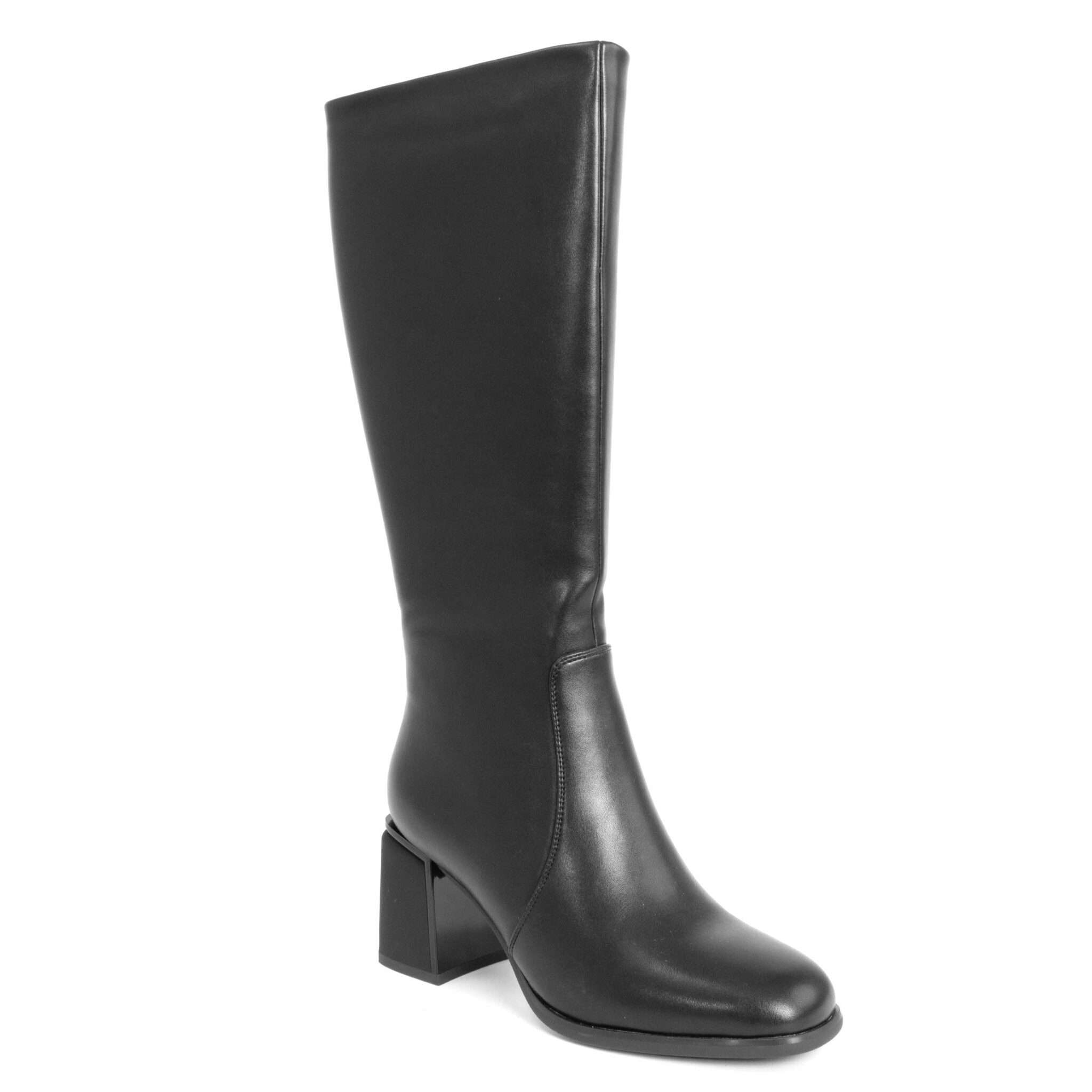 Classic heeled knee high boots for women with PU leather