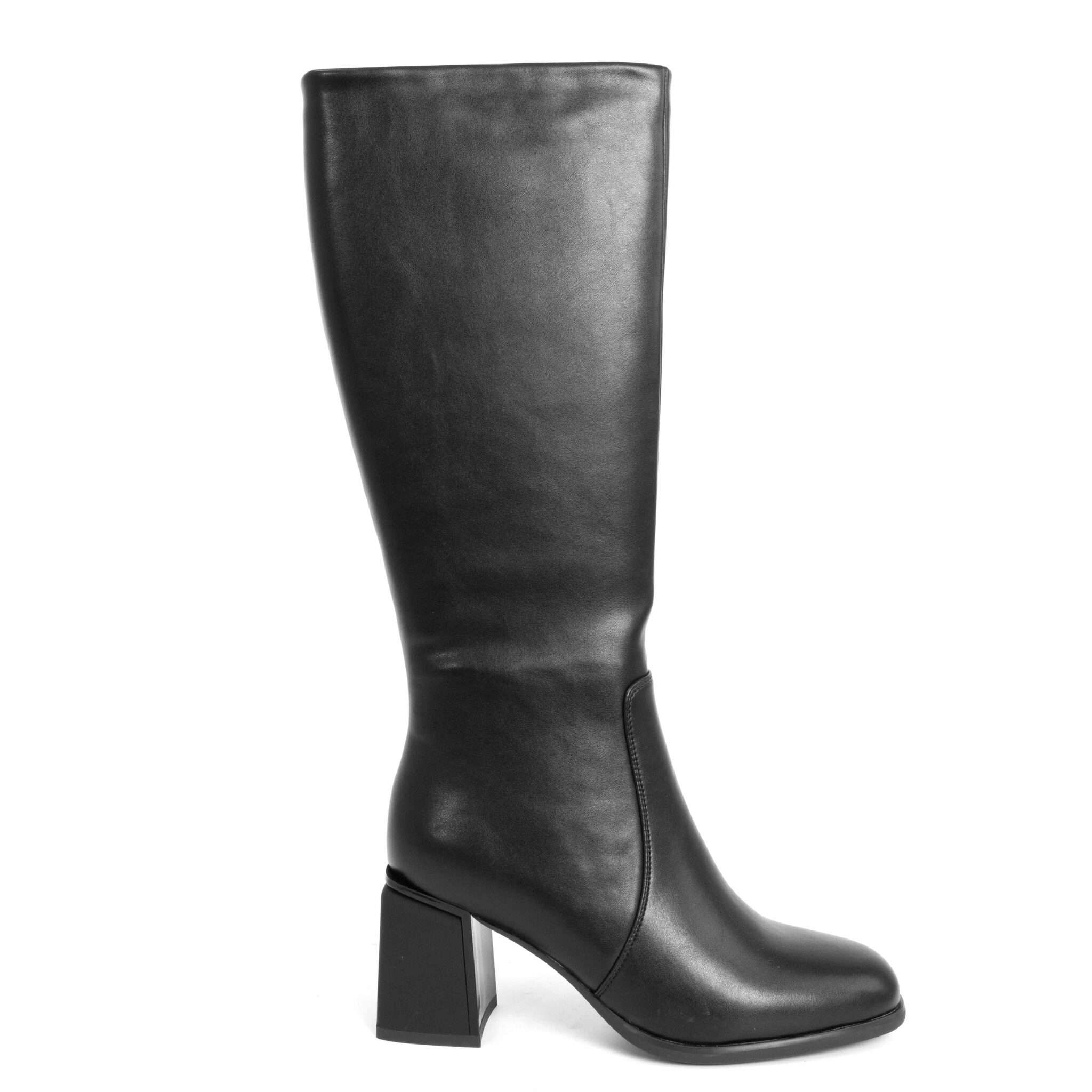 Classic heeled knee high boots for women with PU leather