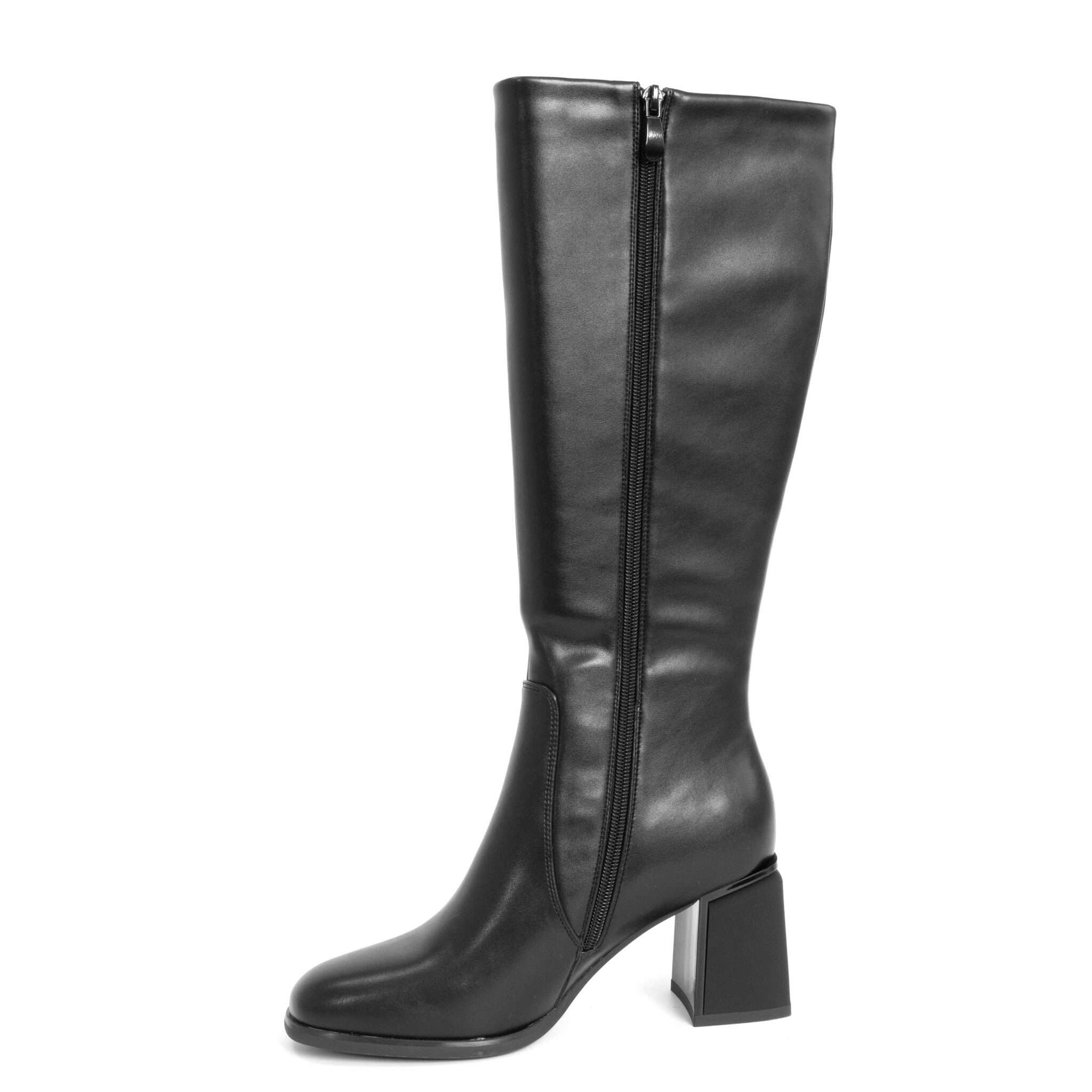 Classic heeled knee high boots for women with PU leather
