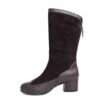 New heeled knee high boots for women with Black microfiber and dark purple microfiber leather