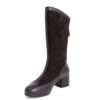New heeled knee high boots for women with Black microfiber and dark purple microfiber leather