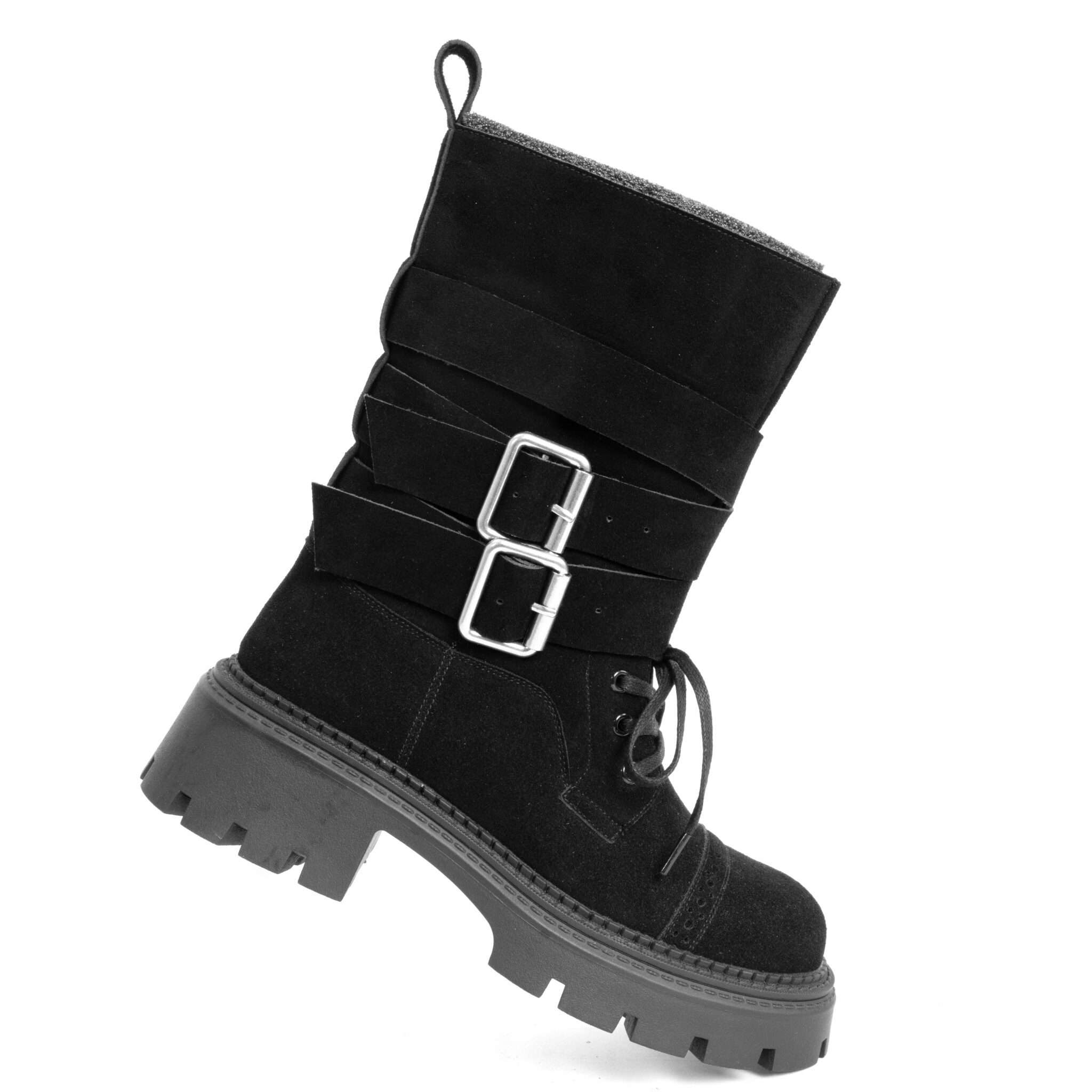 NEW Women work boots with Black cow suede