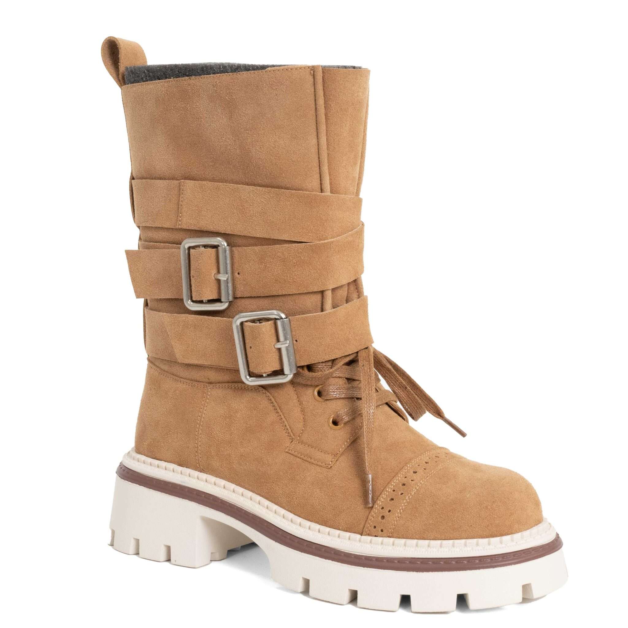 NEW Women work boots with Khaki cow suede