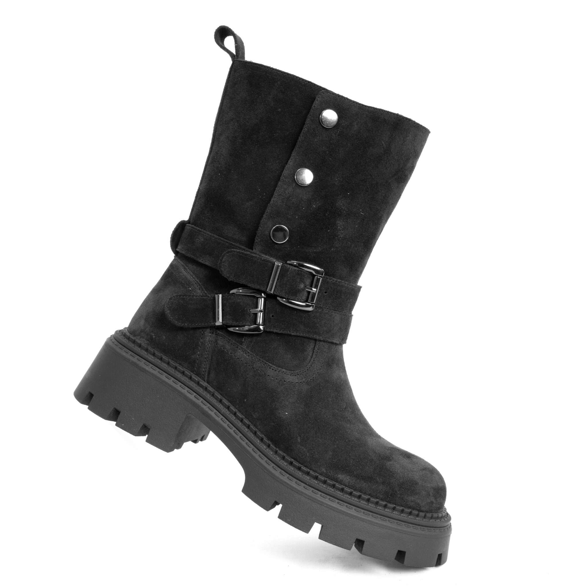 NEW Women work boots with Black cow suede