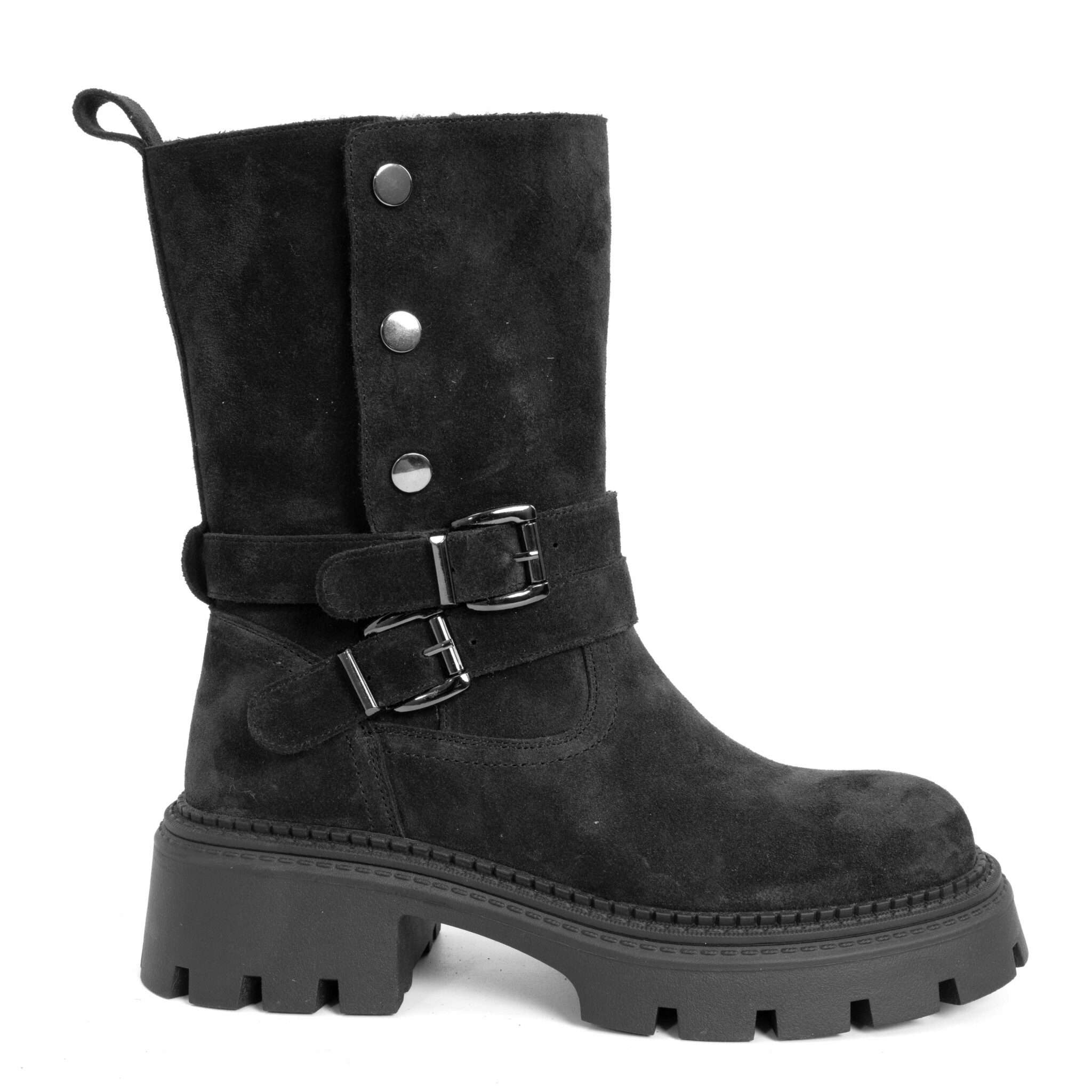 NEW Women work boots with Black cow suede