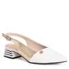 NEW Women pumps with White and gold microfiber leather