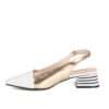 NEW Women pumps with White and gold microfiber leather
