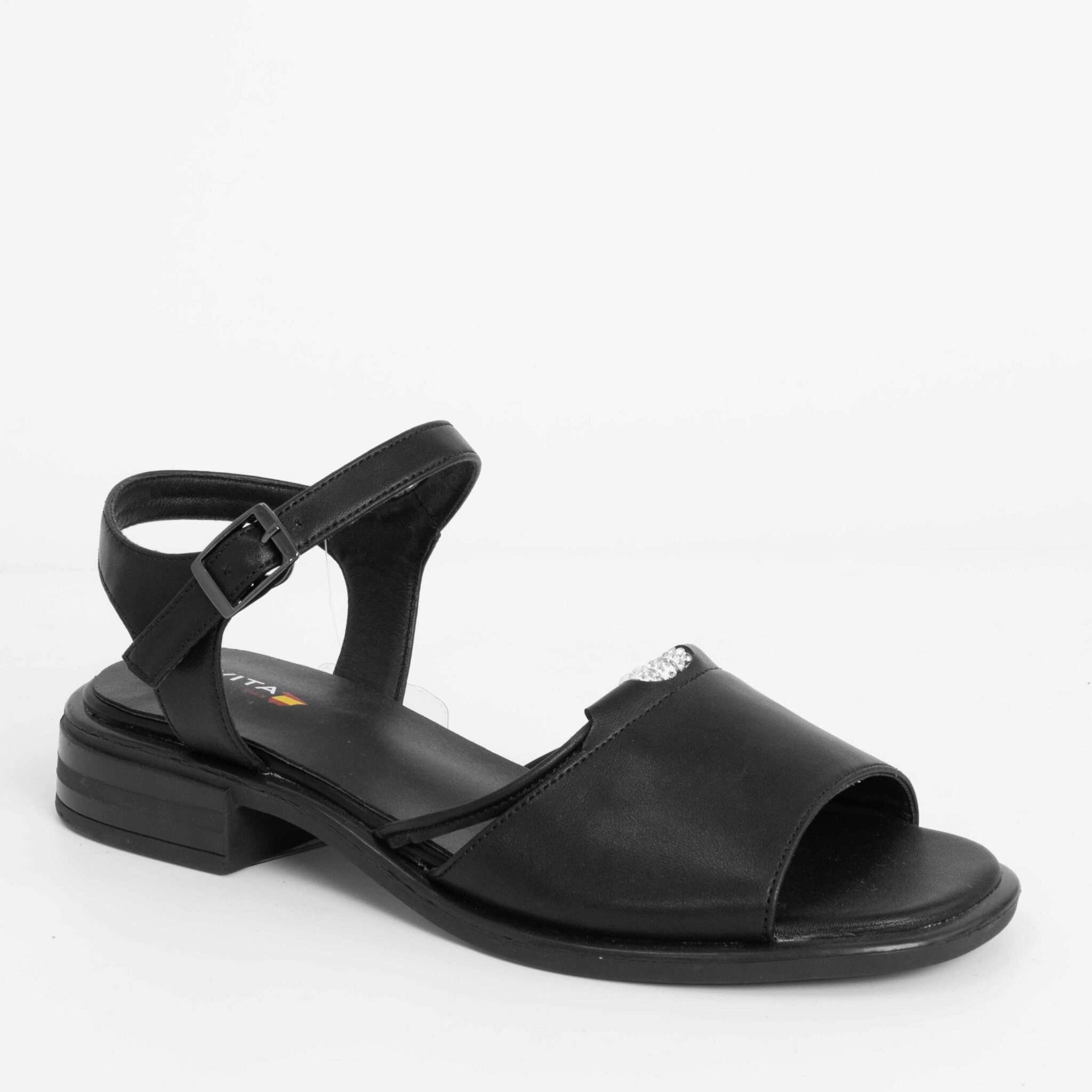 Women sandals with Black Microfiber leather