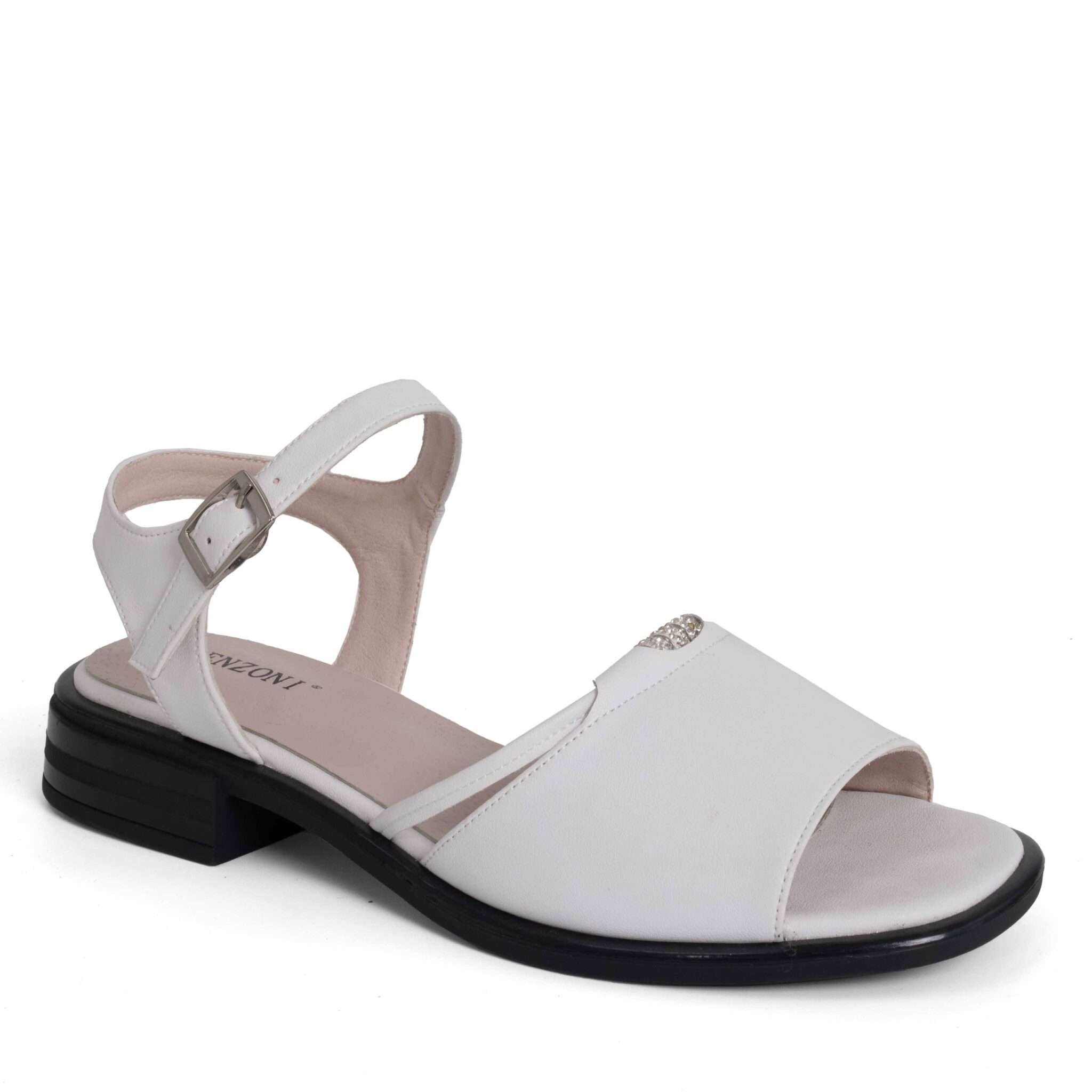 Women sandals with White Microfiber leather