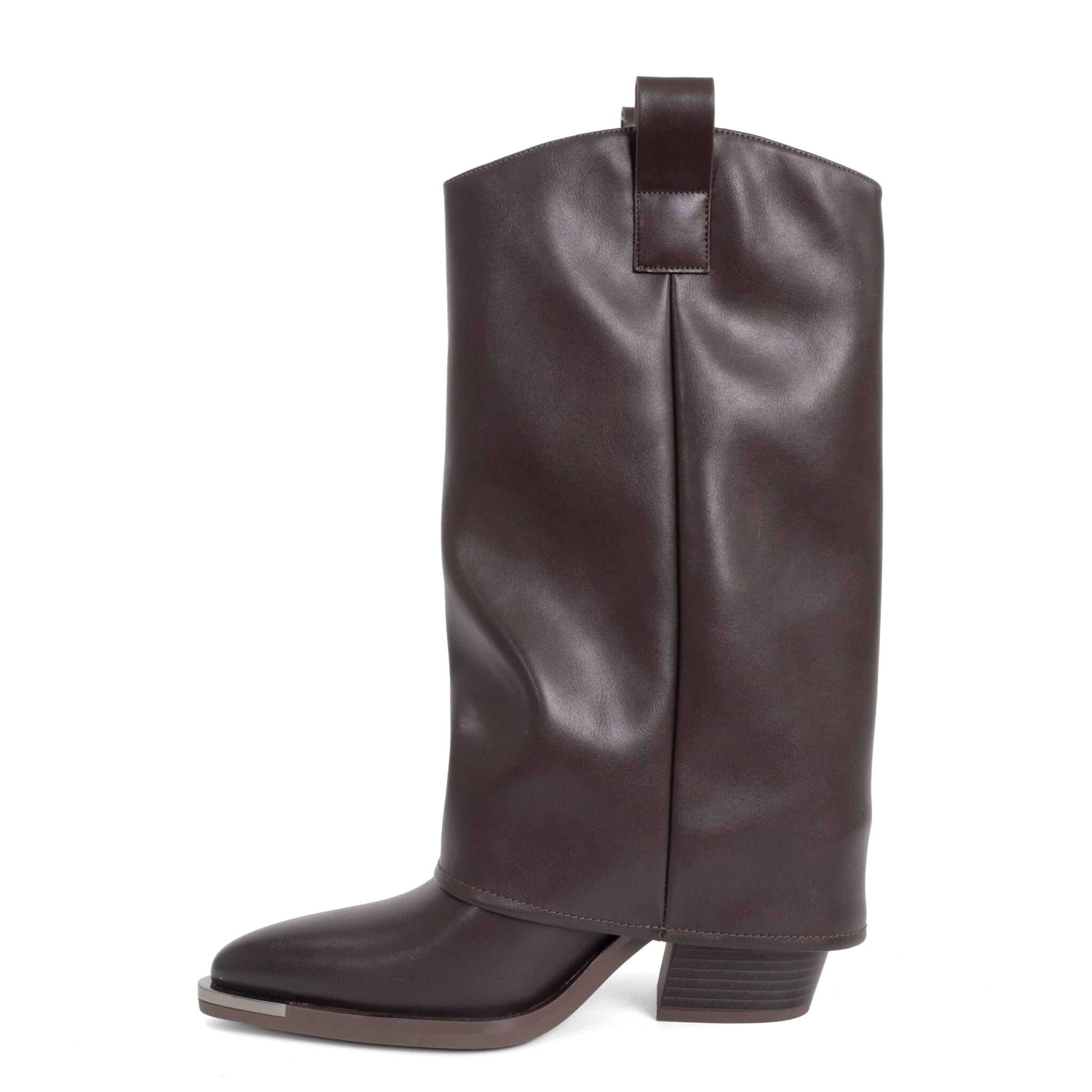New knee high boots for women with Brown PU leather