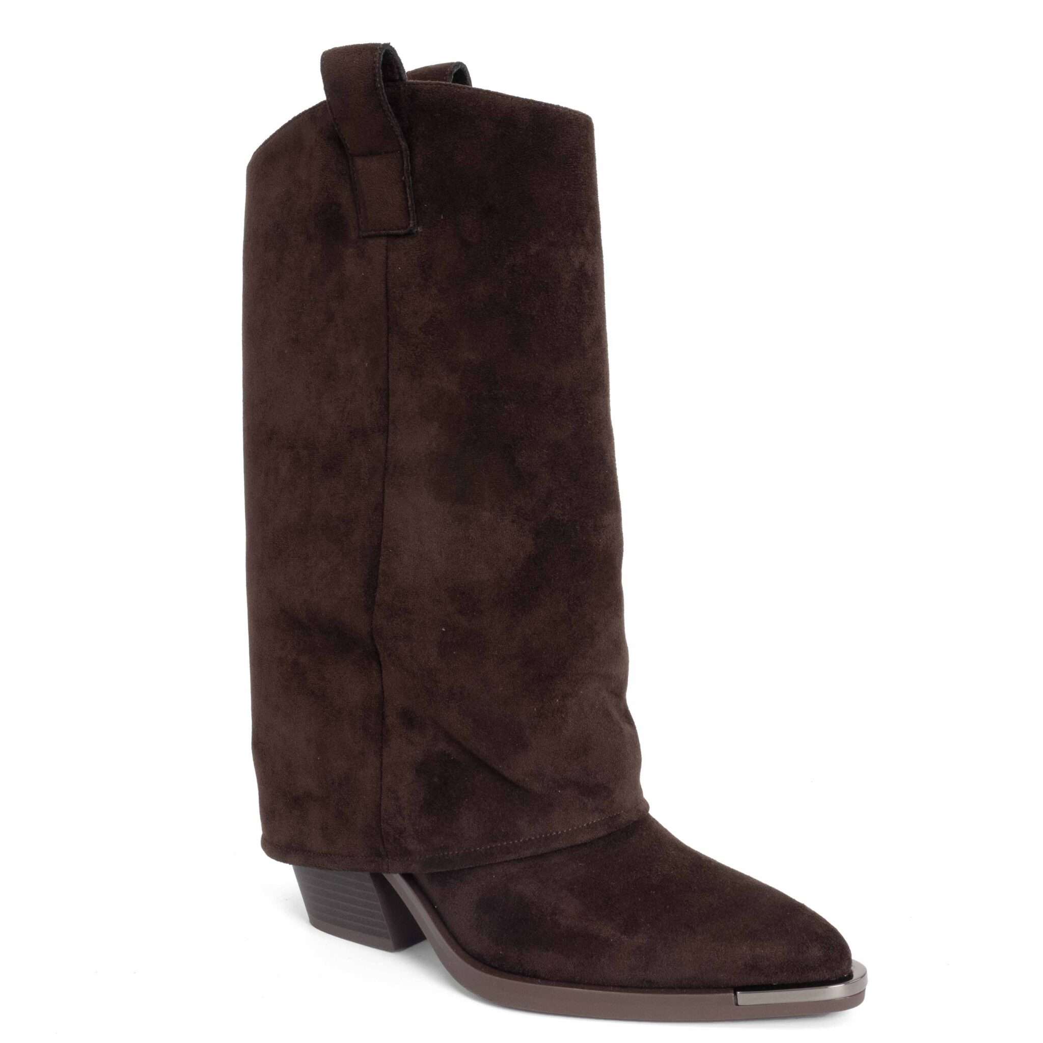 New knee high boots for women with Dark Brown Cow suede leather