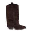 New knee high boots for women with Dark Brown Cow suede leather