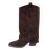 New knee high boots for women with Dark Brown Cow suede leather