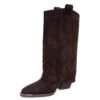 New knee high boots for women with Dark Brown Cow suede leather