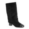 New heeled knee high boots for women with Black microfiber and black microfiber leather