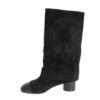 New heeled knee high boots for women with Black microfiber and black microfiber leather