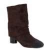 New heeled ankle boots for women with dark brown microfiber and black cloth