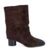 New heeled ankle boots for women with dark brown microfiber and black cloth