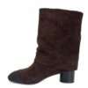New heeled ankle boots for women with dark brown microfiber and black cloth