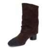 New heeled ankle boots for women with dark brown microfiber and black cloth