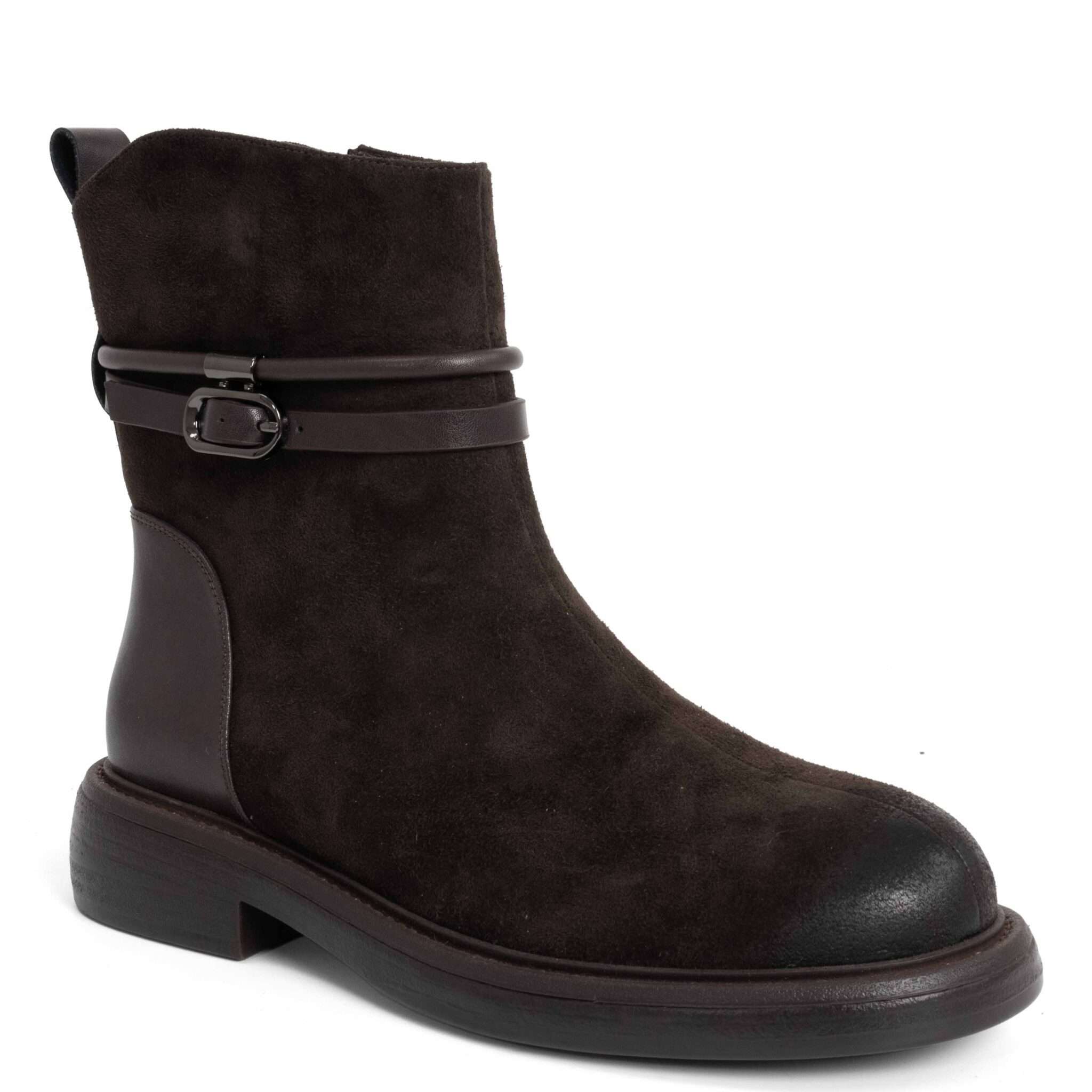 NEW Women work boots with Dark Brown synthetic Cow suede