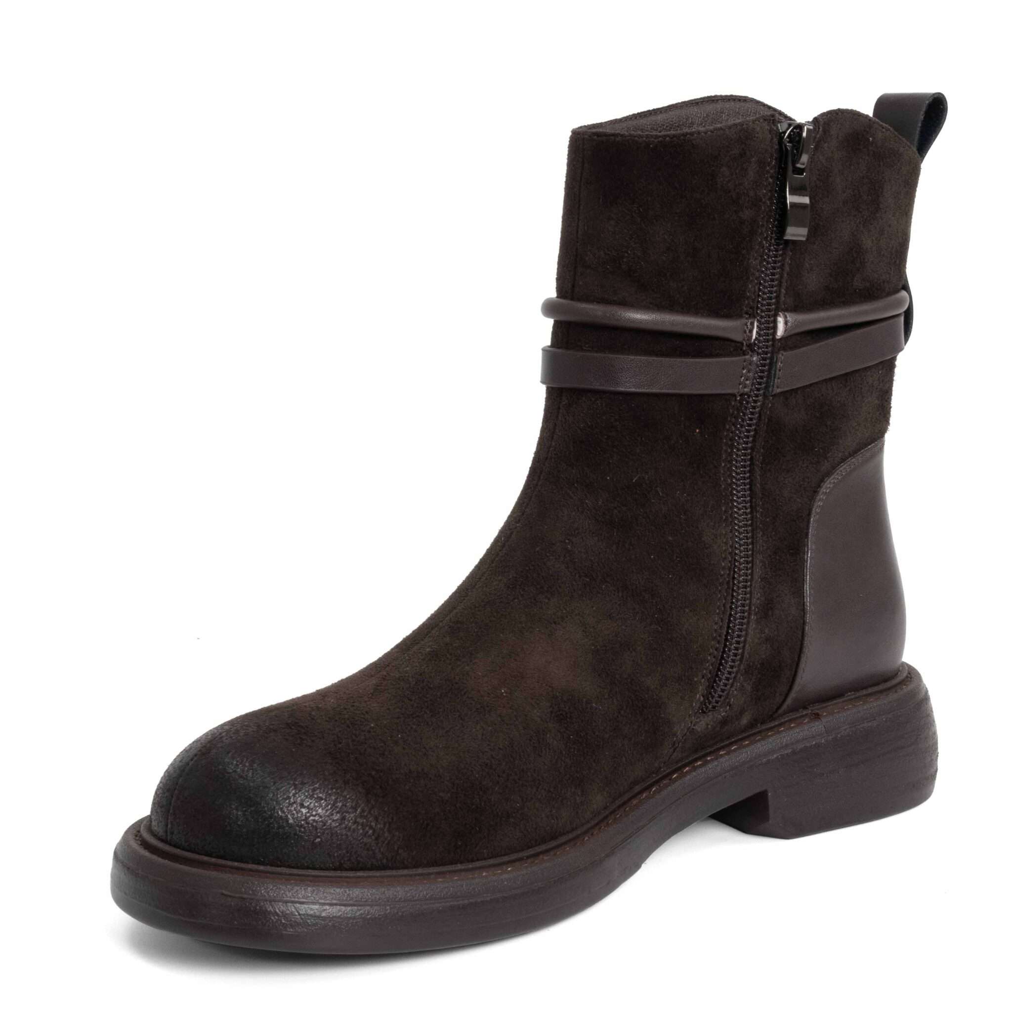 NEW Women work boots with Dark Brown synthetic Cow suede