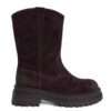 NEW Women work boots with Dark Brown synthetic Cow suede