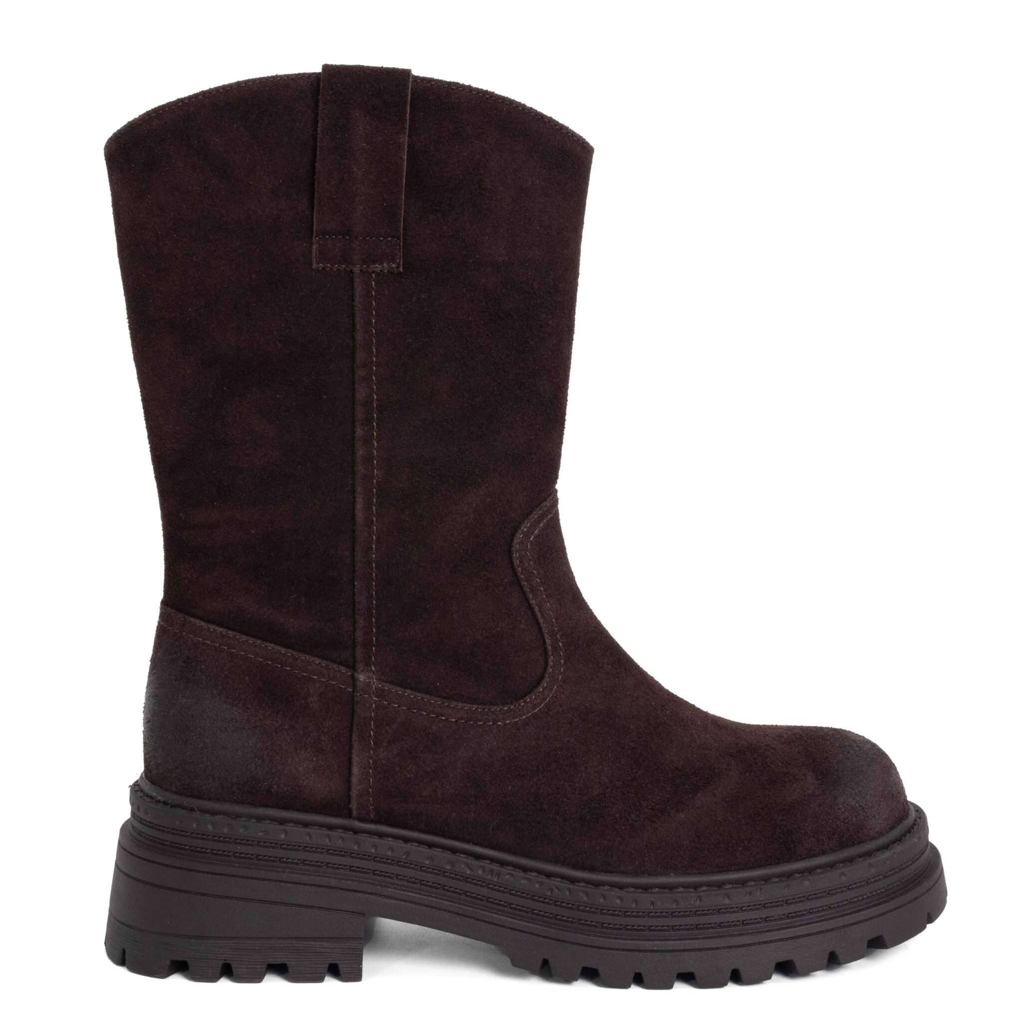 NEW Women work boots with Dark Brown synthetic Cow suede