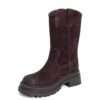 NEW Women work boots with Dark Brown synthetic Cow suede