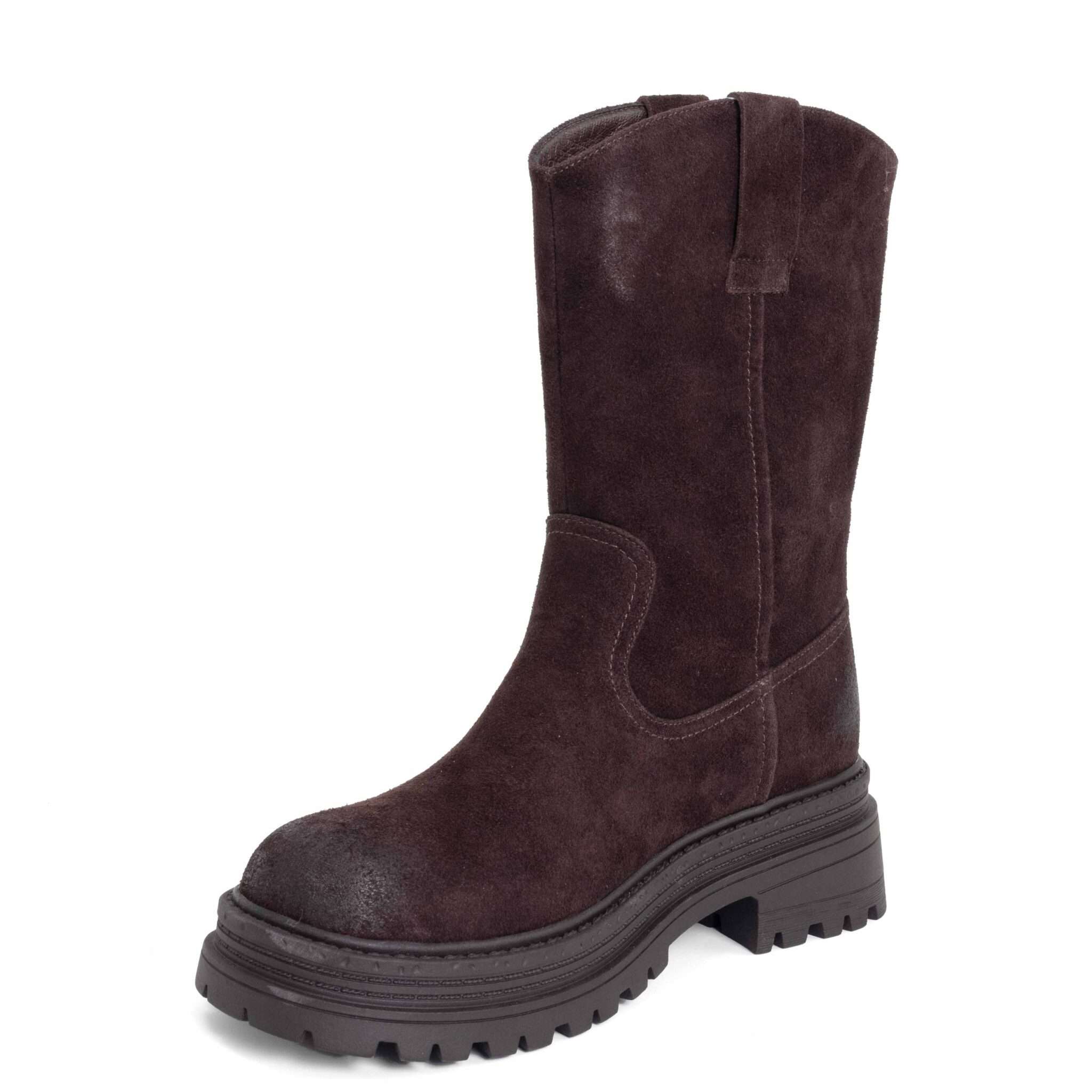 NEW Women work boots with Dark Brown synthetic Cow suede