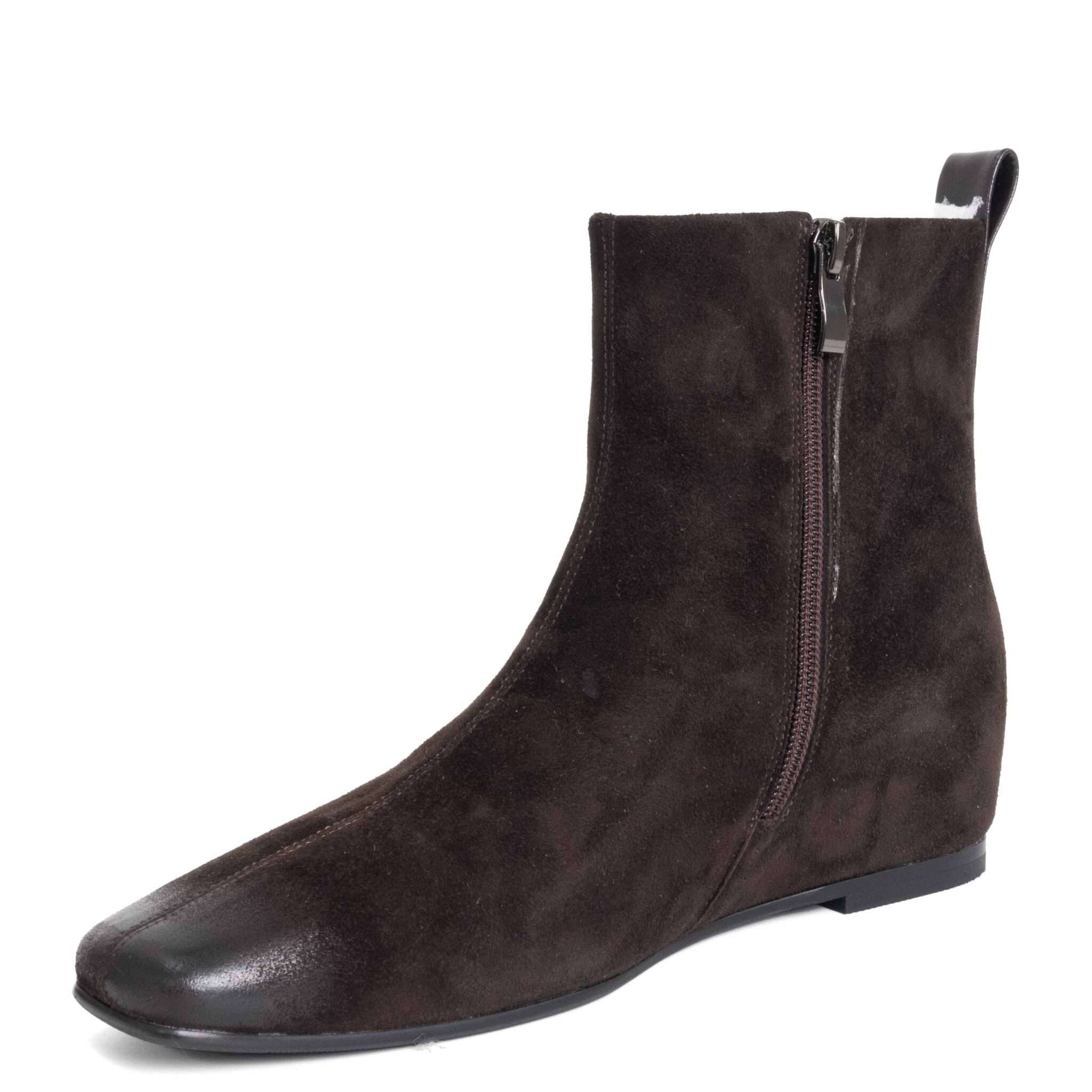 NEW Women work boots with Dark Brown Kidskin leather