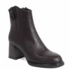 women high heel boots with brown microfiber leather