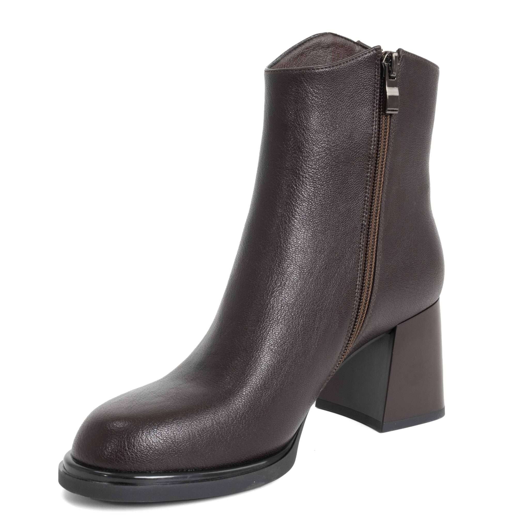 women high heel boots with brown microfiber leather