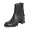women high heel boots with black microfiber leather