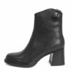 women high heel boots with black microfiber leather