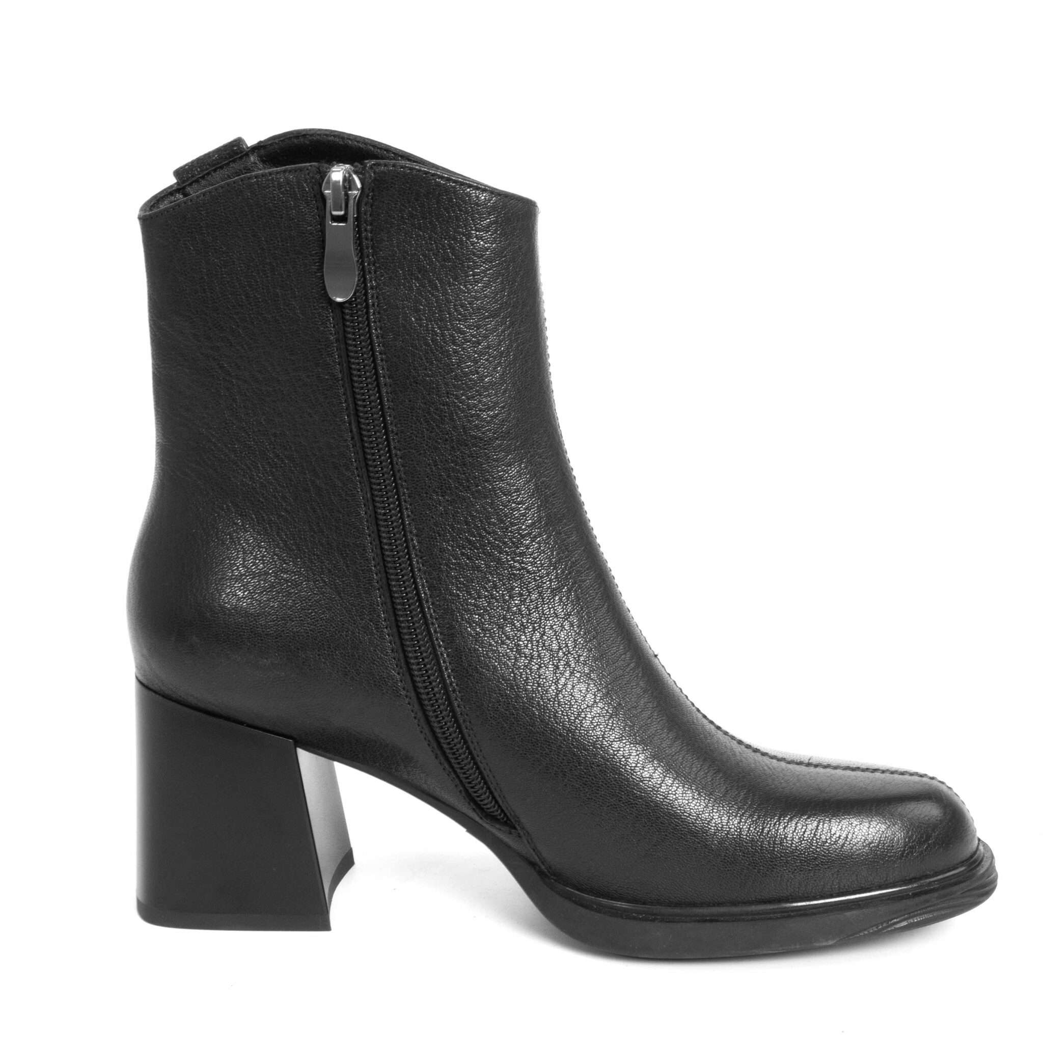 women high heel boots with black microfiber leather