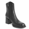 women high heel boots with black microfiber leather
