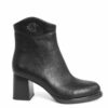 women high heel boots with black microfiber leather