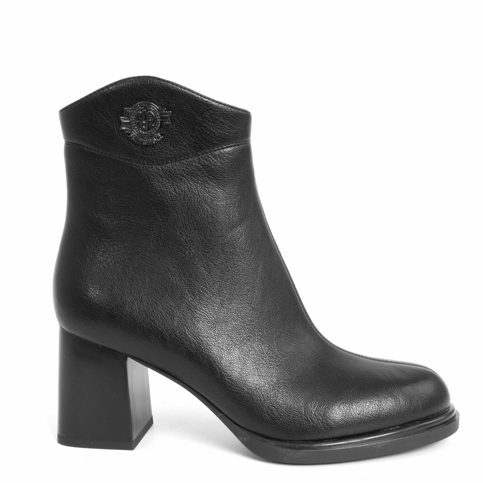 women high heel boots with black microfiber leather