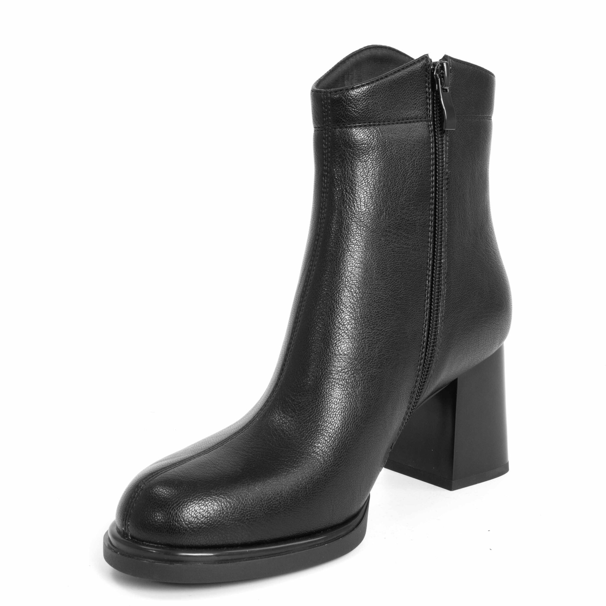 women high heel boots with black microfiber leather