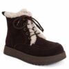 New snow work boots for women with Coffee cow fiber suede and synthetic fur