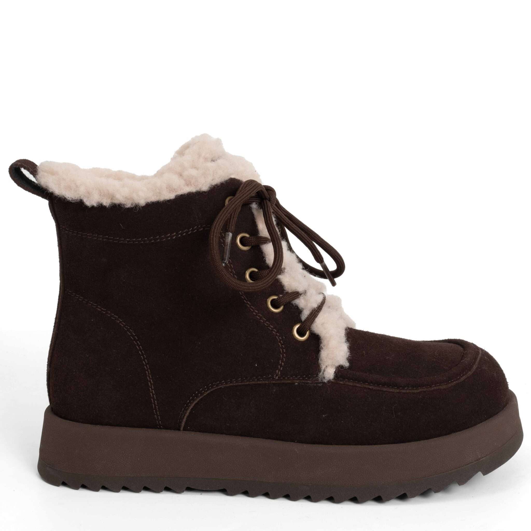 New snow work boots for women with Coffee cow fiber suede and synthetic fur