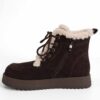 New snow work boots for women with Coffee cow fiber suede and synthetic fur