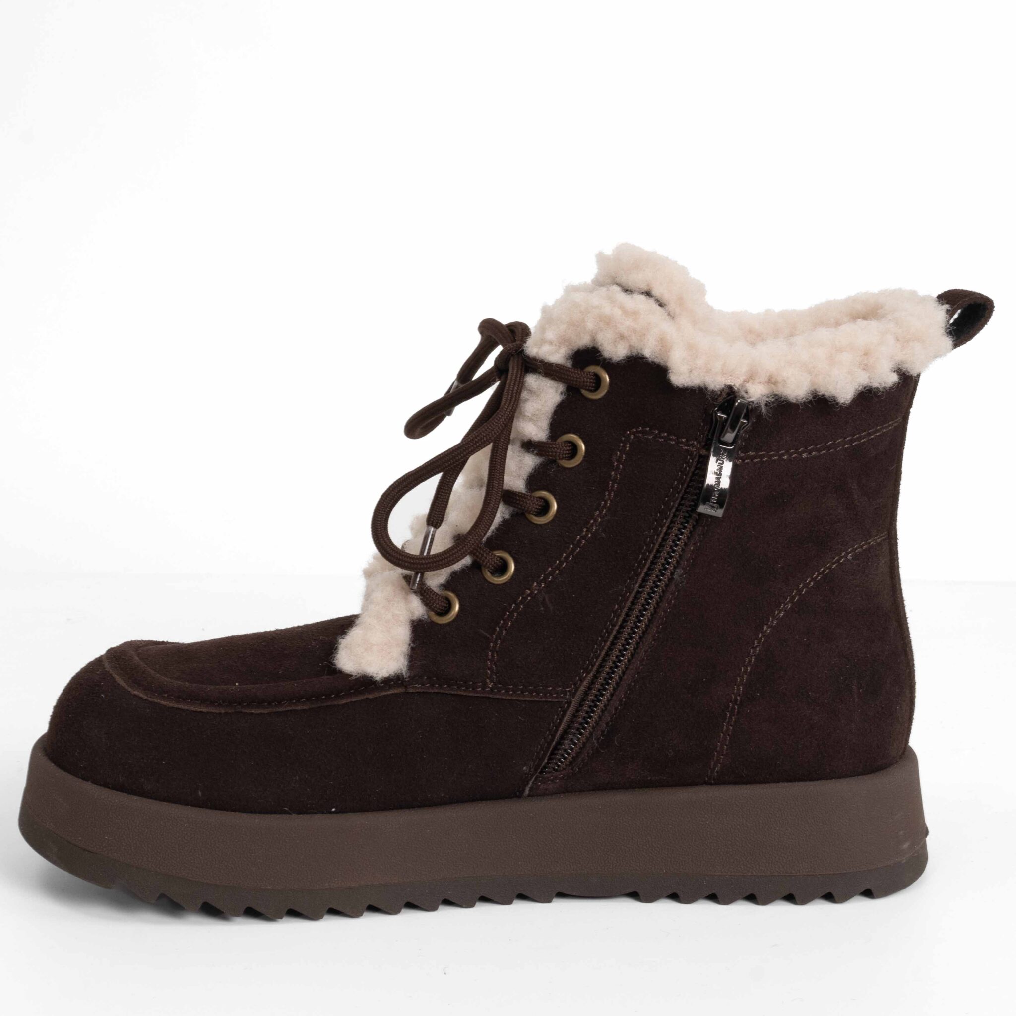 New snow work boots for women with Coffee cow fiber suede and synthetic fur